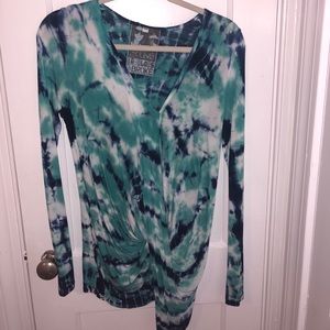 Teal/dark blue tyedied Young Fabulous &Broke shirt